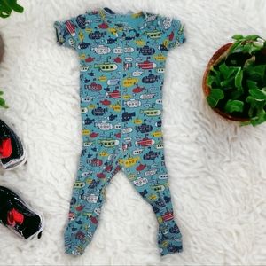 The Childrens Place Baby Boy Blue Submarine Print Footie Onesie Size 9-12M